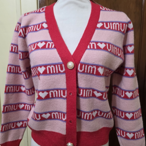 Miu Miu Sweaters - Miu Miu Pink and Red Women's Sweater Knitted Goos For Winter